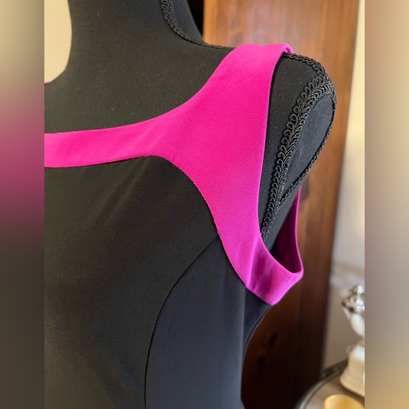 CHAPS Hot Pink and Black Colorblock Dress, Size Medium - Picture 6 of 7